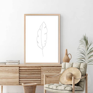 Affiche plume en croquis Affiche + cadre en bois - Chêne