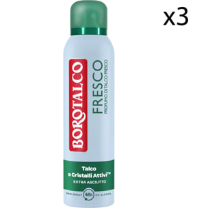 3x Borotalco Deo Spray 48h Fresh Profumo di Talco Fresco - 3 Flaconi da 150ml