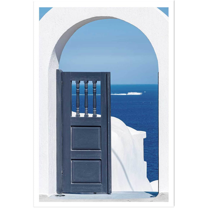 Poster porte bleue oia Affiche seule