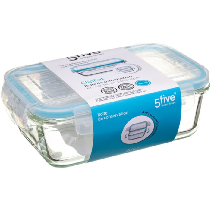 Boîte hermétique FIVE Clipeat en verre 0.8L