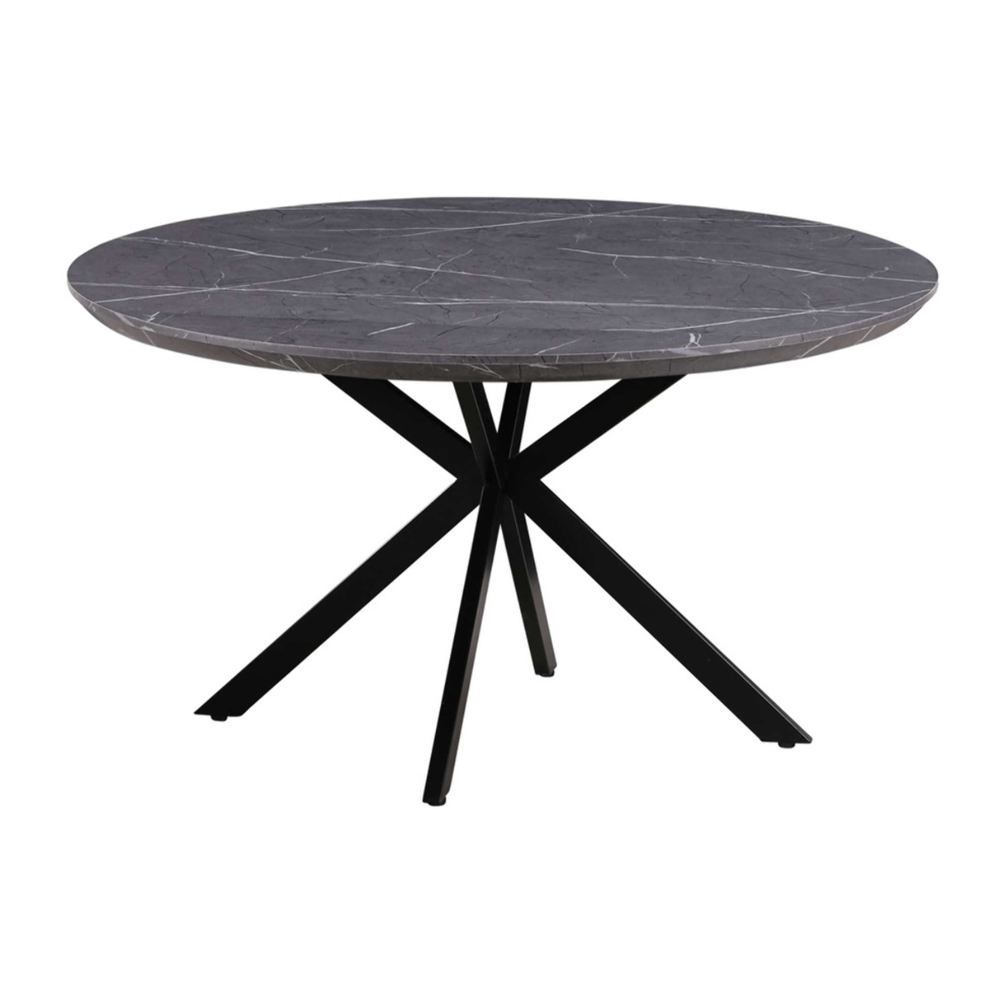 Tavolo tondo 140 cm con top effetto noce e gambe nere - Exten