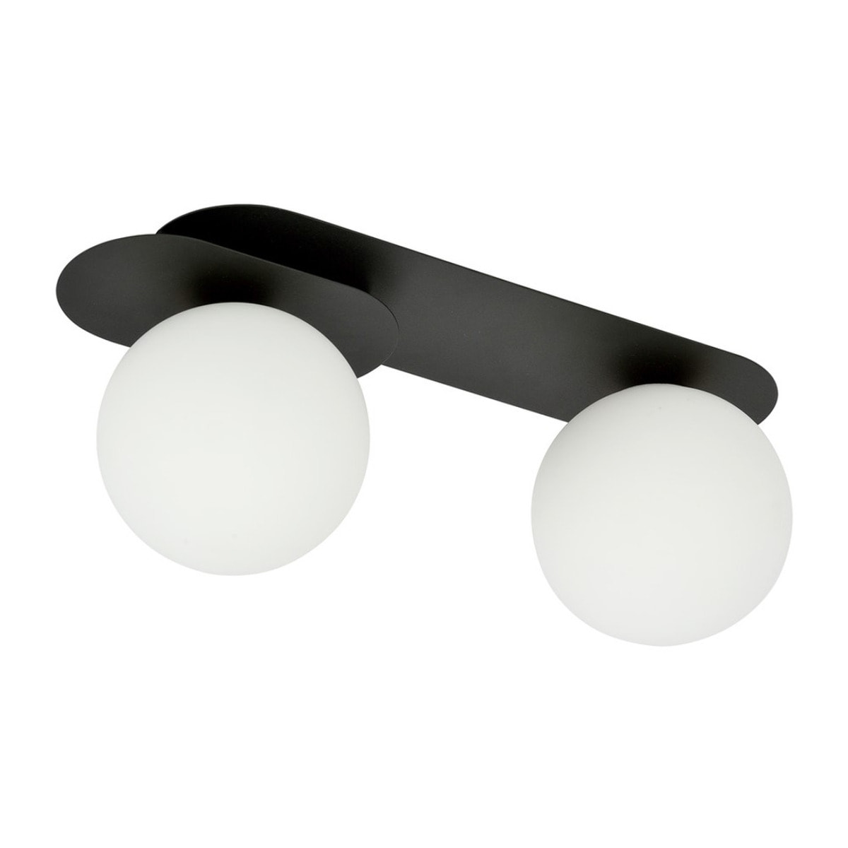 Lampada da soffitto PLAZA in acciaio nero e vetro opale