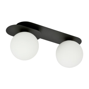 Lampada da soffitto PLAZA in acciaio nero e vetro opale