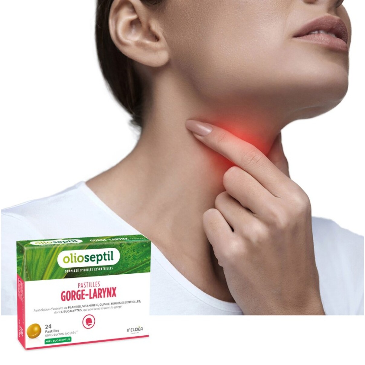OLIOSEPTIL - Pastilles à Sucer Gorge-Larynx - Apaise et Assainit la Gorge - Sans Sucres Ajoutés - Extraits de Plantes, Vitamine C, Cuivre et Huiles Essentielles - 24 Pastilles