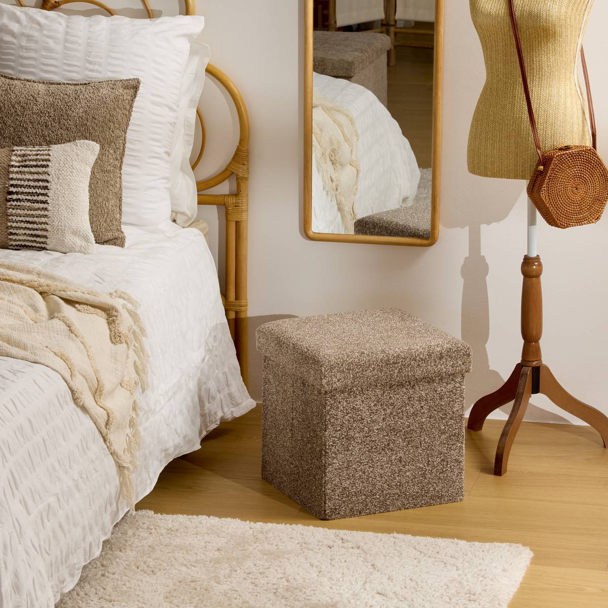 Pouf Coffre Pliable Oxia 38x38cm Marron Tonka