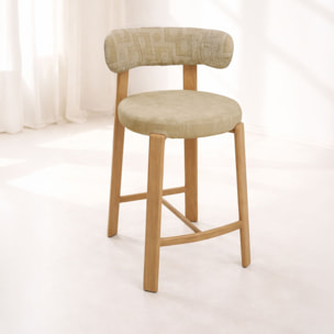 Lot de 2 chaises hautes de bar en tissu et bois beige SUZIE