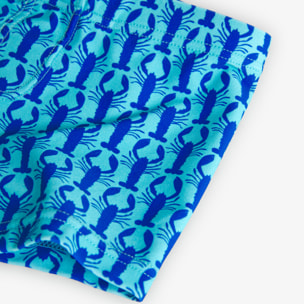 Bañador niño estampado, langostas, azul turquesa