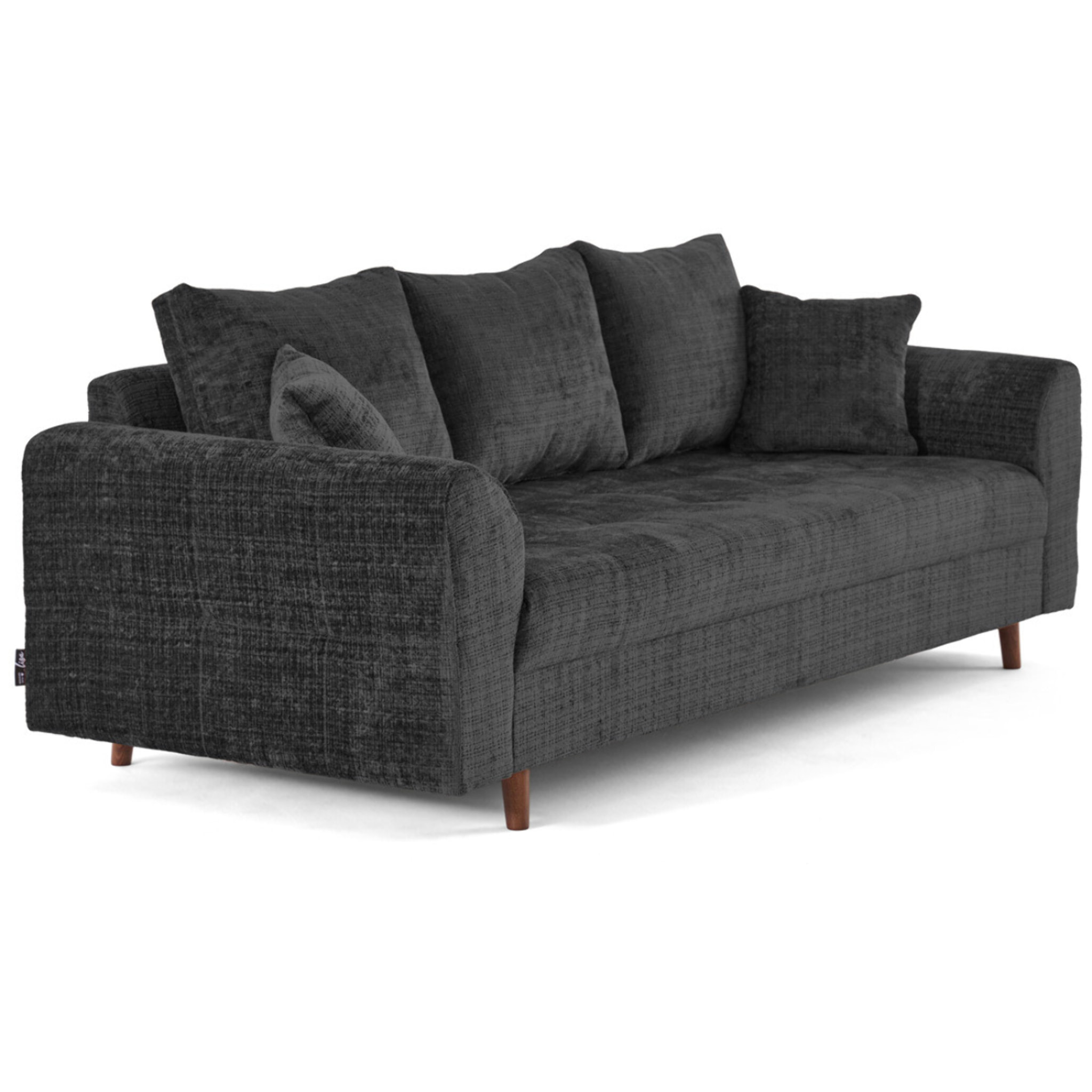 Rune - canapé droit 3 places en velours texturé - Gris Anthracite