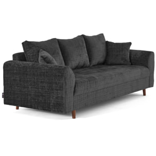 Rune - canapé droit 3 places en velours texturé - Gris Anthracite