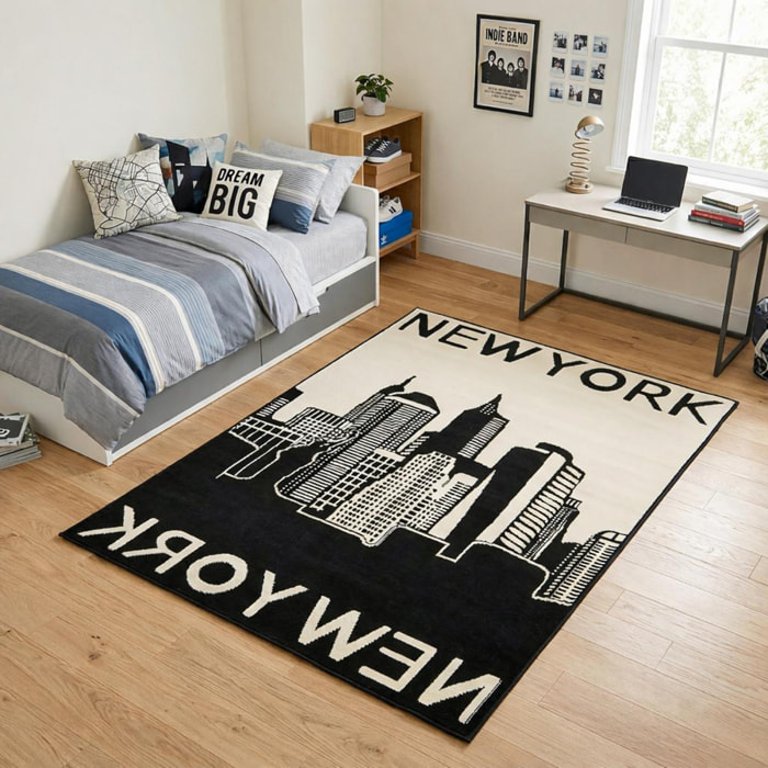 Tapis NEWYORK noir et blanc