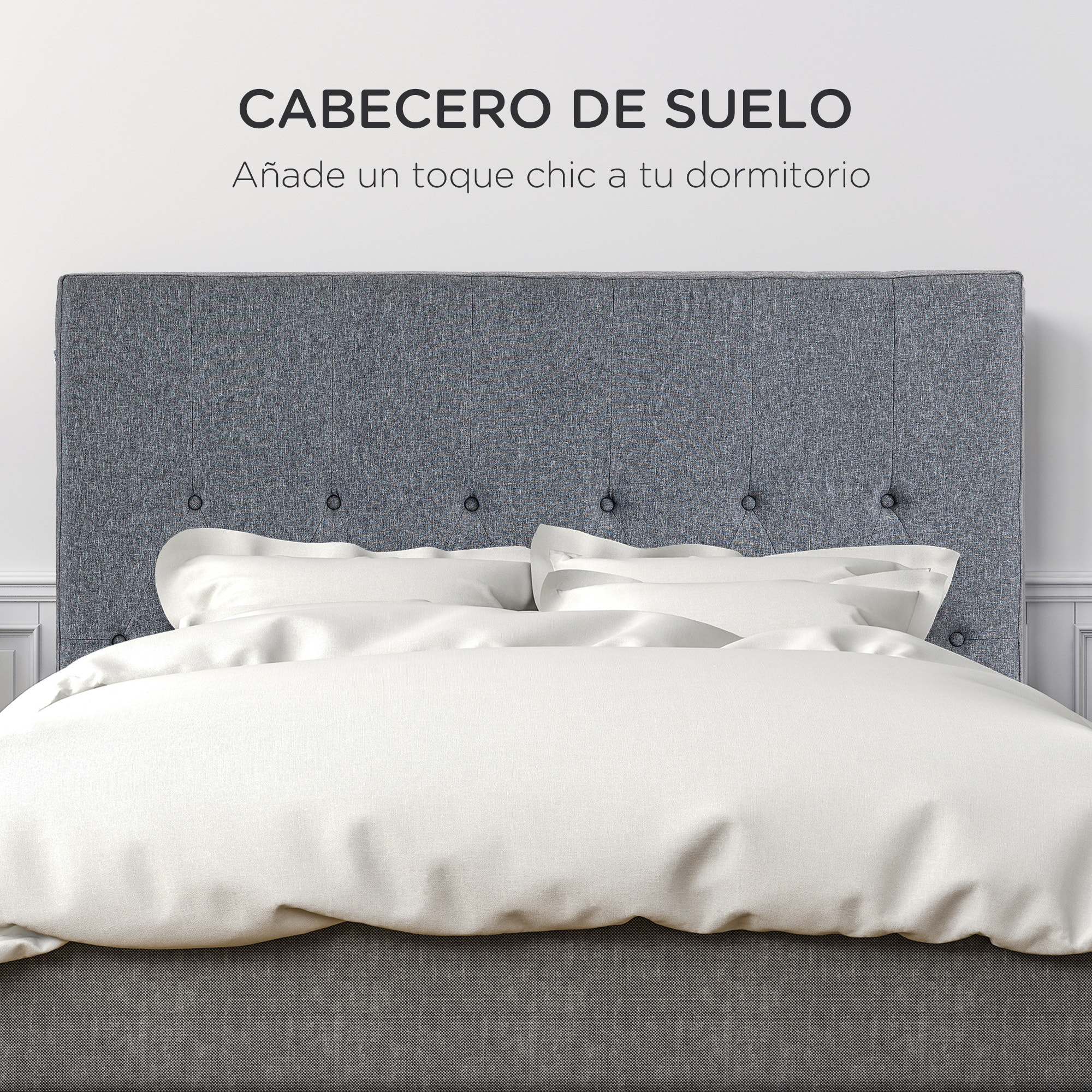 Cabecero de Cama 160 cm Cabezal de Cama Tapizado en Lino 2 Formas de Uso Vertical o Montado a la Pared Cabecero para Dormitorio Gris