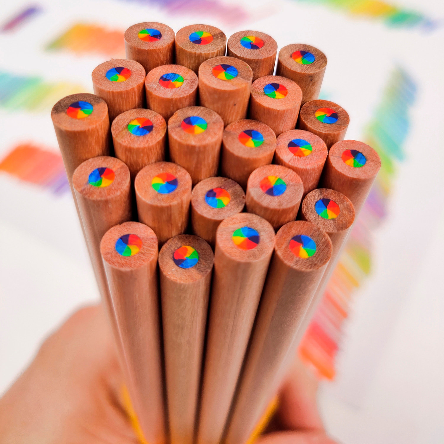 Set 12 lapiceros madera magic rainbow