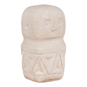 Statuetta decorativa in cemento beige con motivo tribale 5,5x10 cm