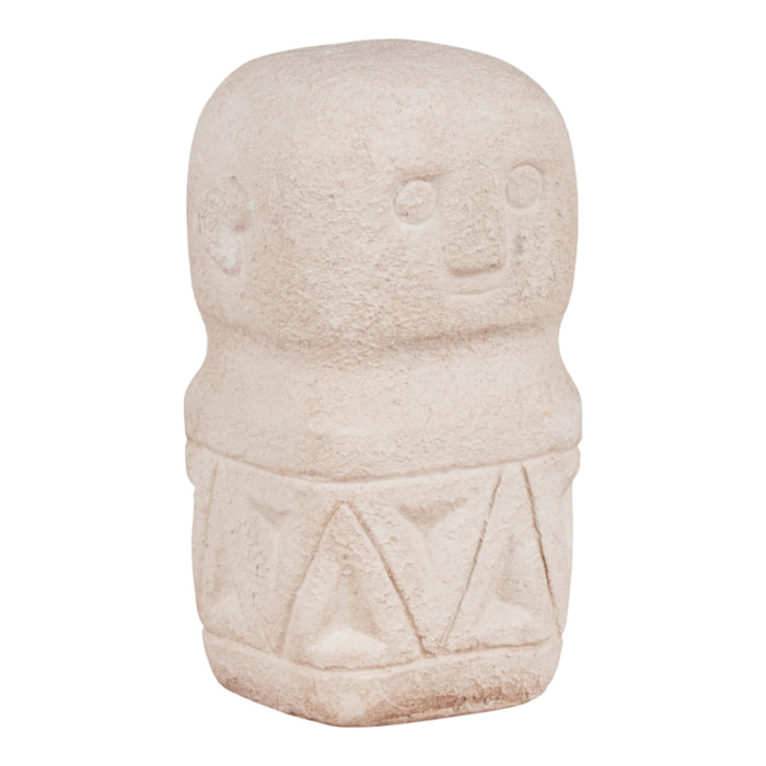 Statuetta decorativa in cemento beige con motivo tribale 5,5x10 cm