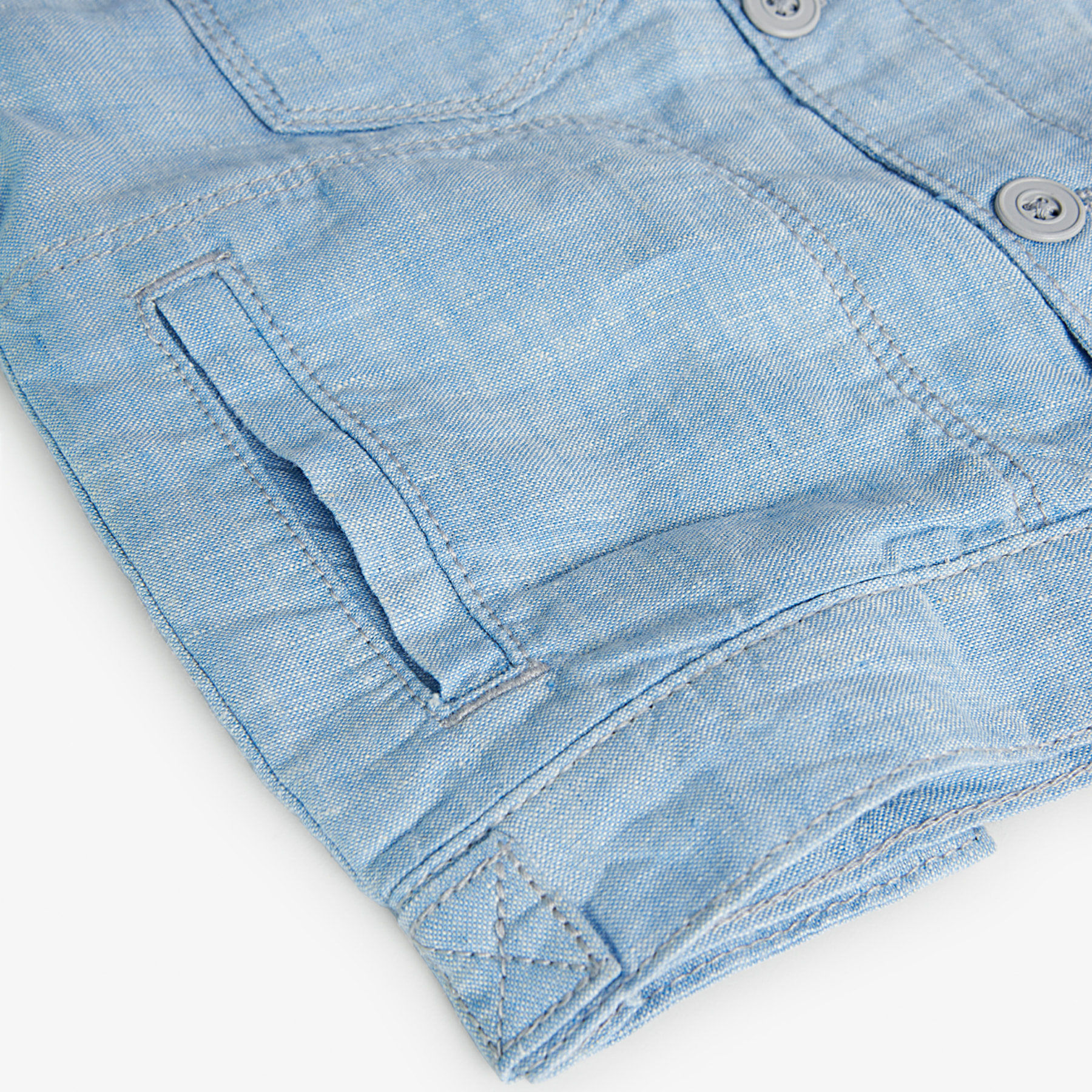 Cazadora niño, lino liso, cuello camisero, mangas largas