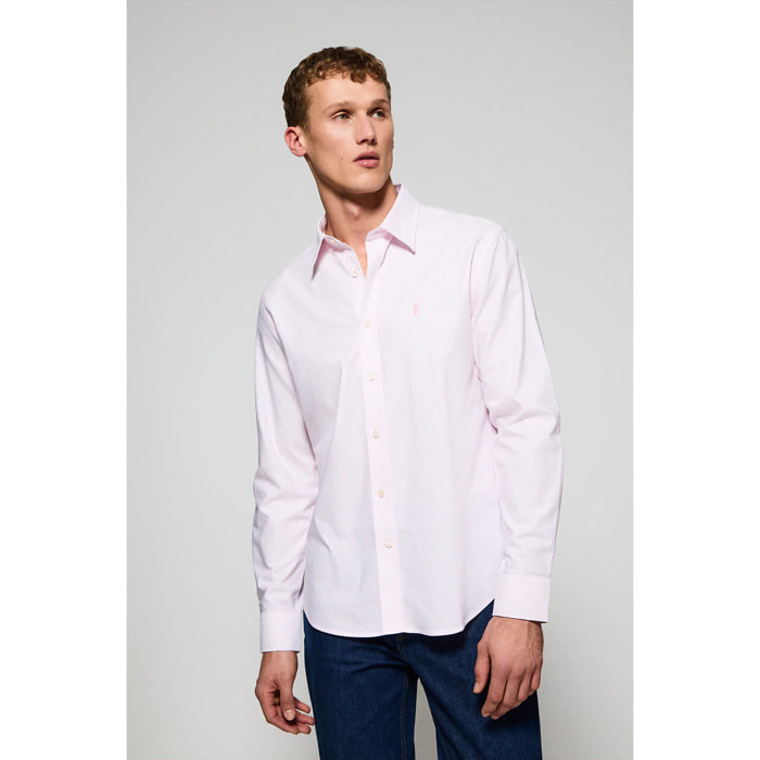 Camicia righe yale rosa con logo ricamato Rigby Go