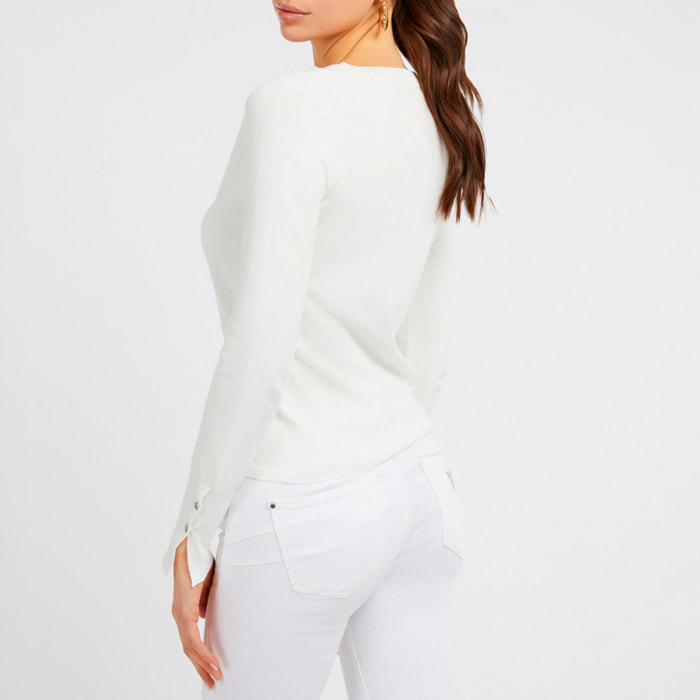 Cardigan Zena - boutons décoratifs - blanc