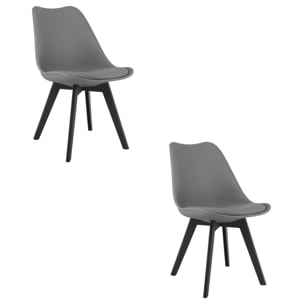 Set di 2 sedie Mark in polipropilene grafite e gambe nere