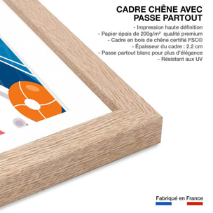 Poster de bronzette à port cros Affiche + cadre en bois - Chêne