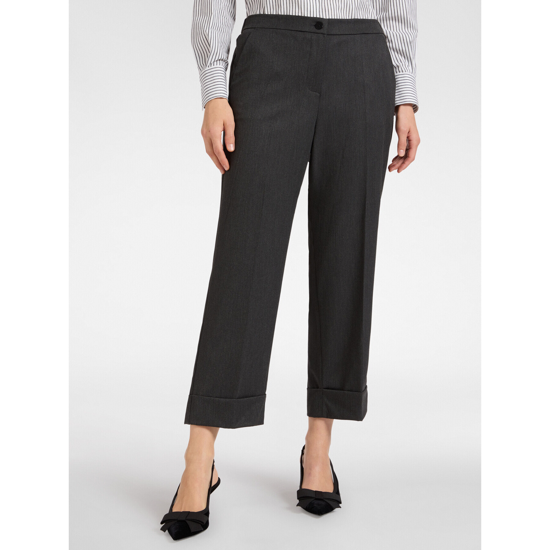 Elena Mirò - Pantalones cropped con puños - Gris