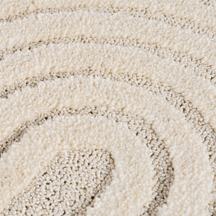 TURIN - Tapis rond moderne à motif arc en relief crème