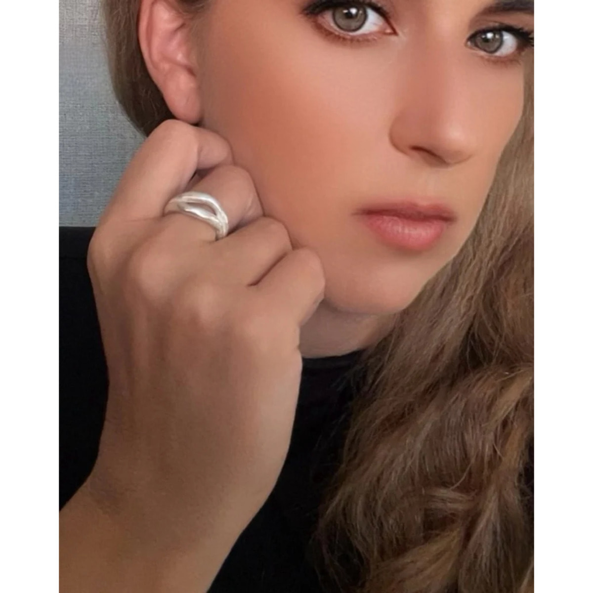 Anillo Duplo en zamak plata 10µ