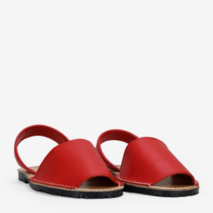 Abarcas planas en piel roja