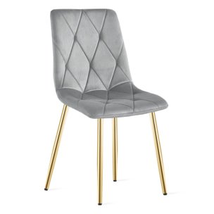 Sedia Libra in Velluto Grigio Chiaro con Gambe Oro