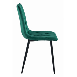 Sedia Libra in Velluto Verde Bosco con Gambe Nere