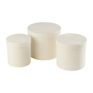 J-Line boîte Rond - velours/papier - blanc - 3 pcs