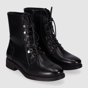 Botines de Piel Sintética - Negro - Tacón: 3 cm