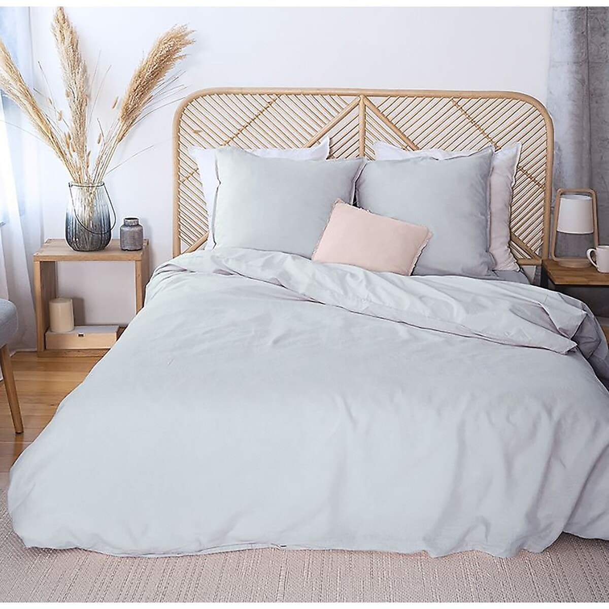 Parure Housse De Couette 3pcs 100% Lin/coton 57 Fils Lin MÉtis Uni