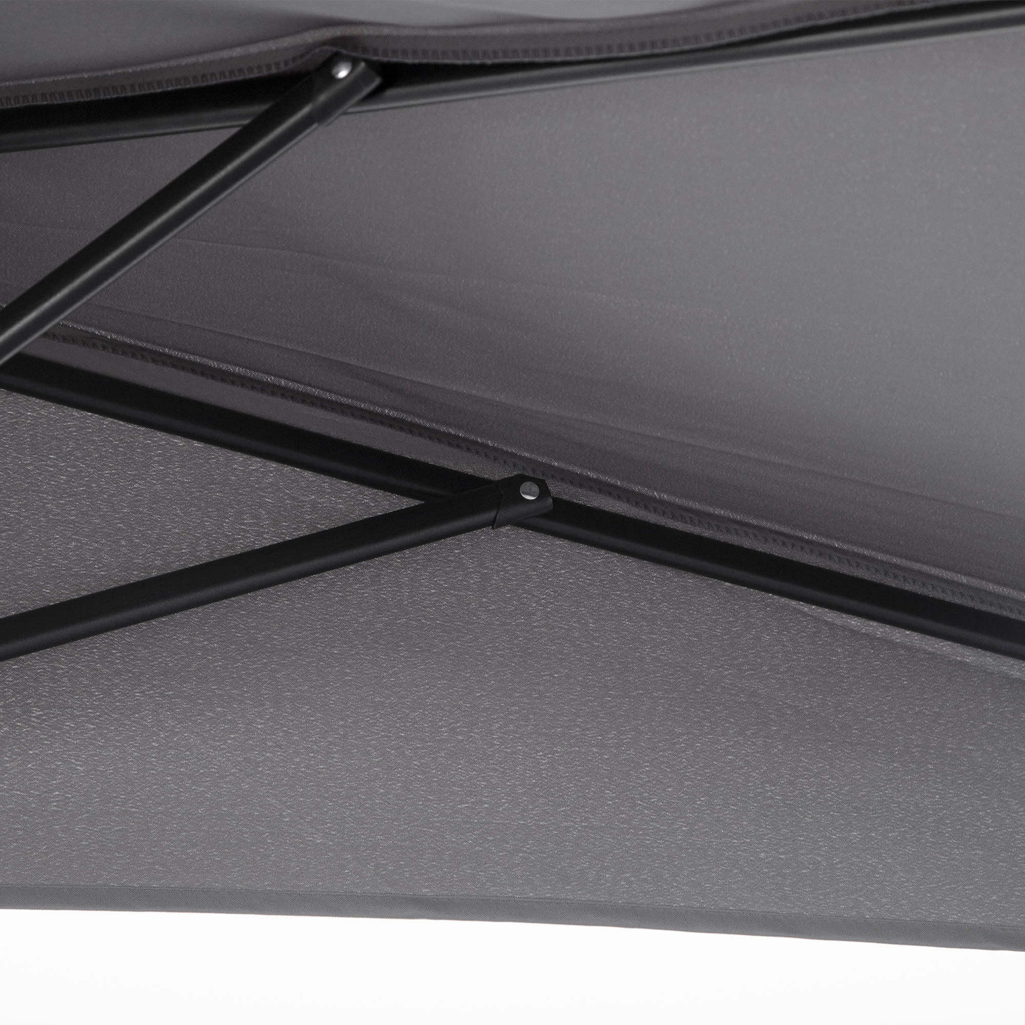 Demi parasol - parasol de balcon 5 entretoises métal - 2,93 x 1,5 x 2,49 m - polyester haute densité gris