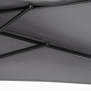 Demi parasol - parasol de balcon 5 entretoises métal - 2,93 x 1,5 x 2,49 m - polyester haute densité gris