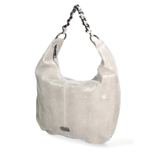 Borsa a spalla da donna Made in Italy - Valoria Pro - Vera pelle e calfhair - 42.0 x 34.0 x 9.0 cm
