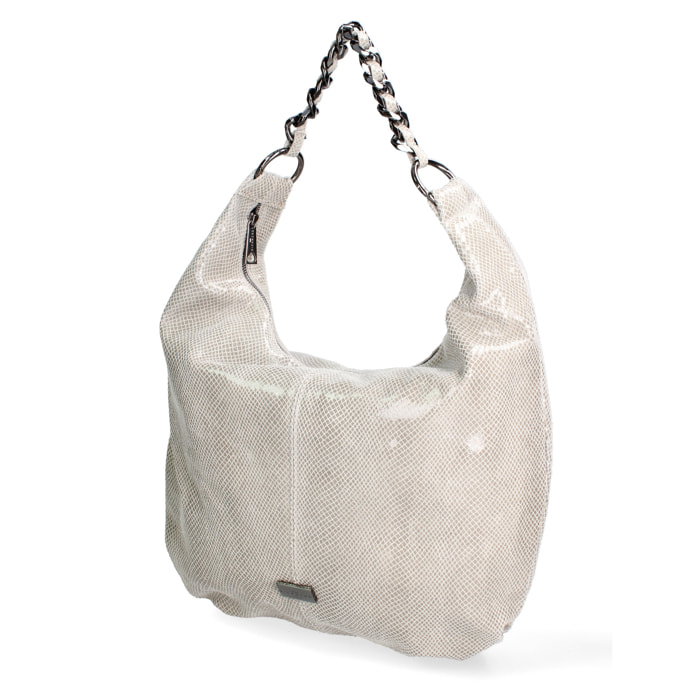 Borsa a spalla da donna Made in Italy - Valoria Pro - Vera pelle e calfhair - 42.0 x 34.0 x 9.0 cm