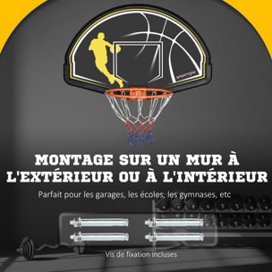 Panier de basket-ball mural avec ressort - panneau de basket à accrocher - visserie incluse - acier PE jaune noir