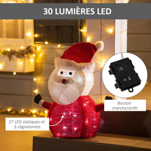 Père Noël Lumineux LED 51H cm - décoration de Noël LED - décoration Lumineuse de Noël - 30 LEDs 3 Clignotantes - Blanc Froid