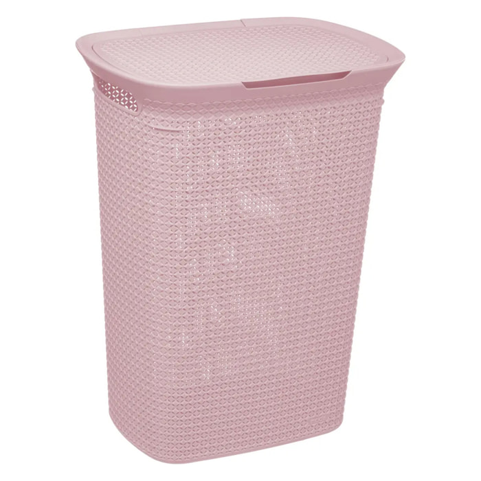 Panier à linge plastique 57L "Scandinave" rose
