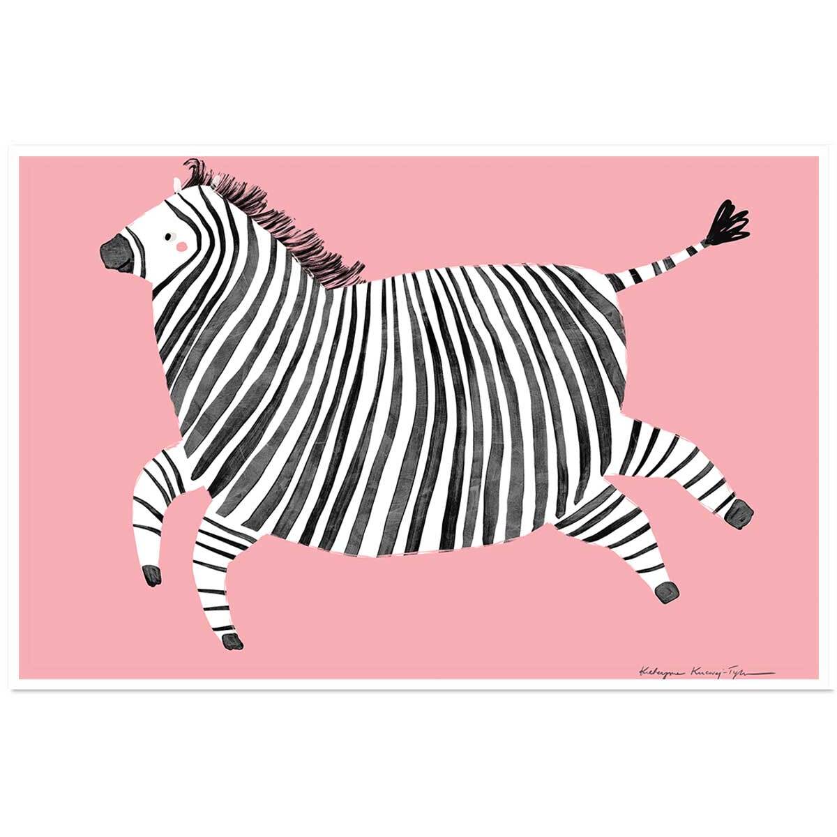 Affiche enfant zèbre rose  Affiche seule