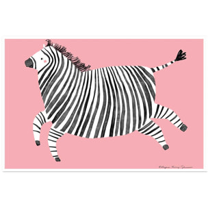 Affiche enfant zèbre rose  Affiche seule