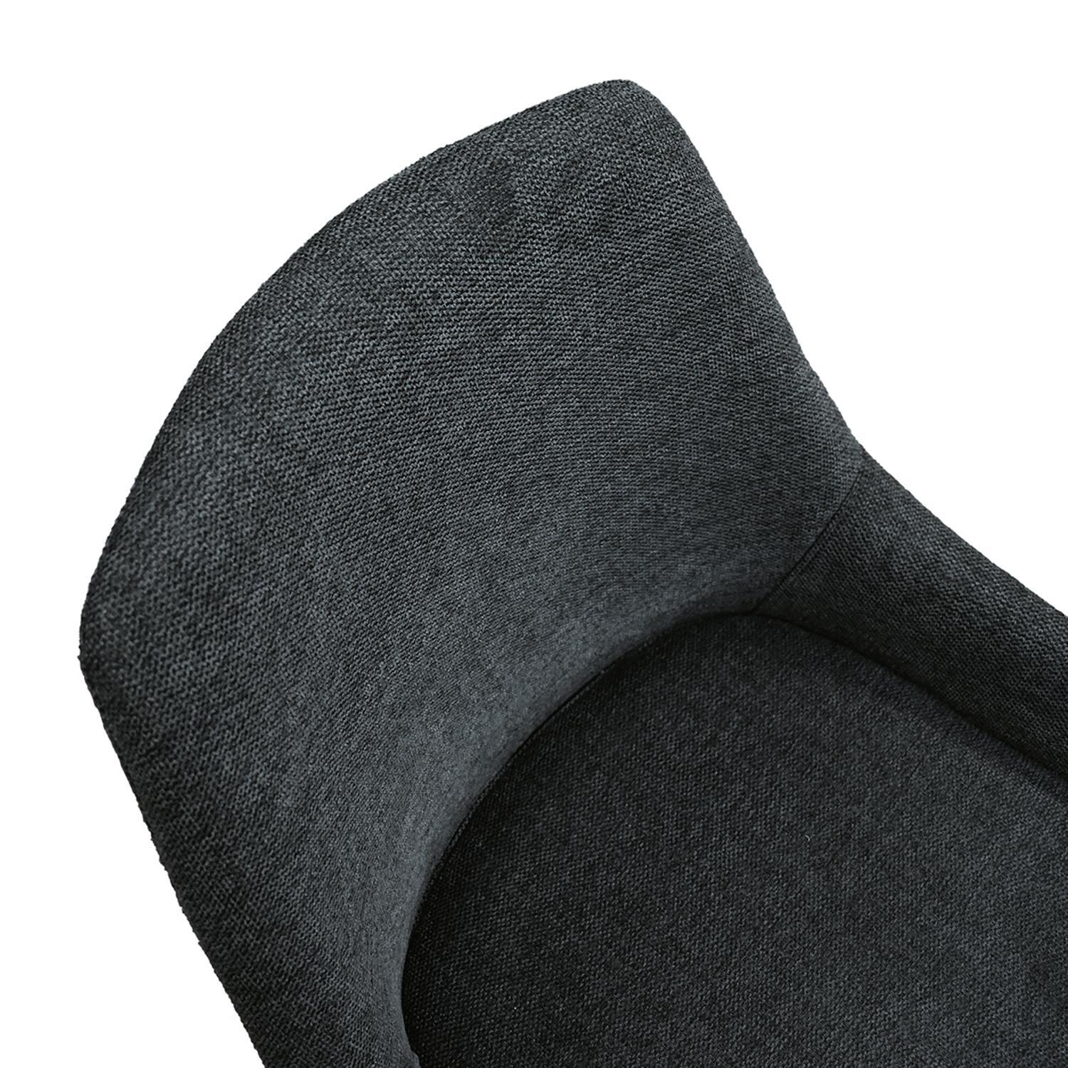 Set di 4 sedie TALLINN in tessuto antracite e gambe in metallo nero opaco, con braccioli