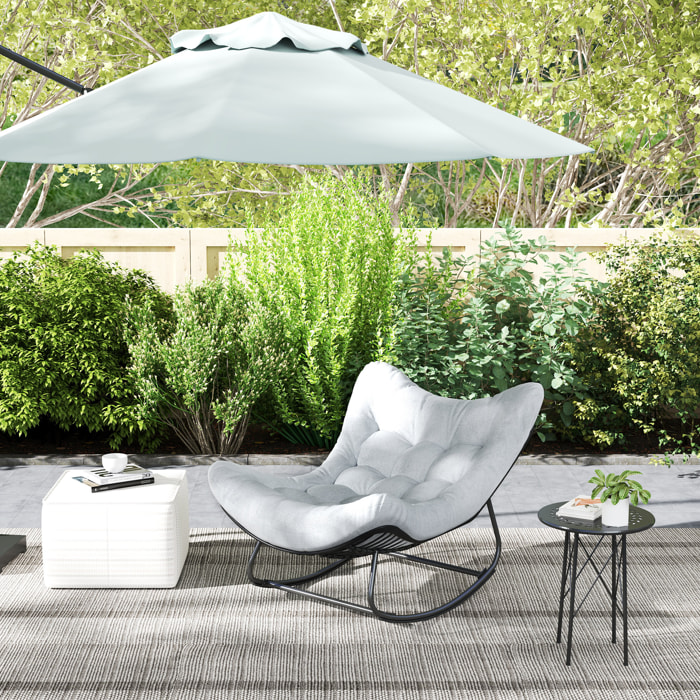 Fauteuil de jardin à bascule - fauteuil à oreilles - chaise à bascule - épais coussin capitonné gris