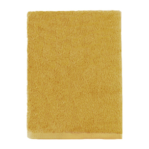 Serviette de bain unie en coton, AQUA, Jaune Safran