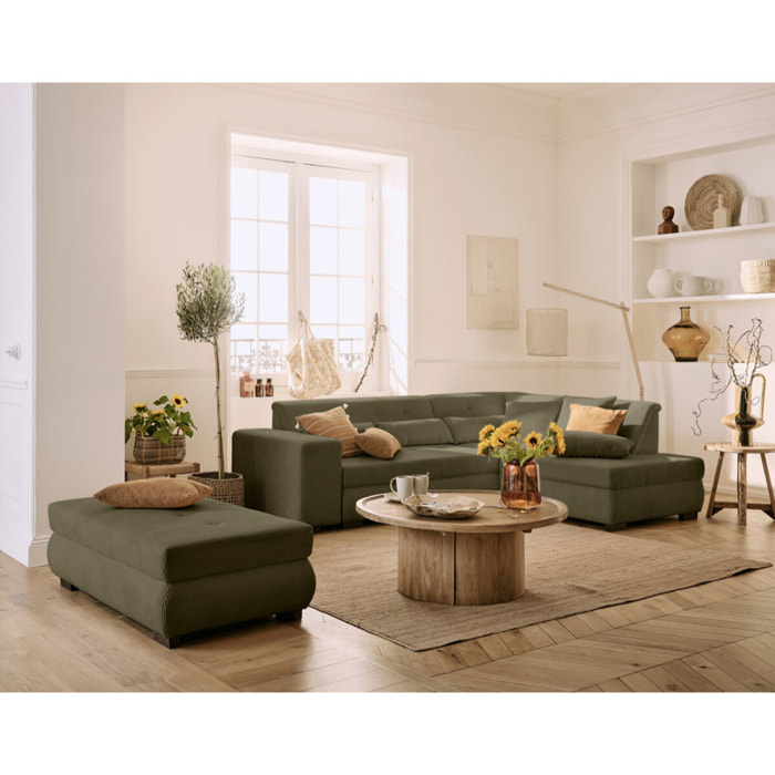 Vermont - pouf d'appoint - en velours côtelé - Vert