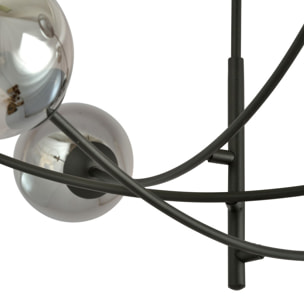 Lampada a sospensione Hunter in acciaio nero e vetro grafite