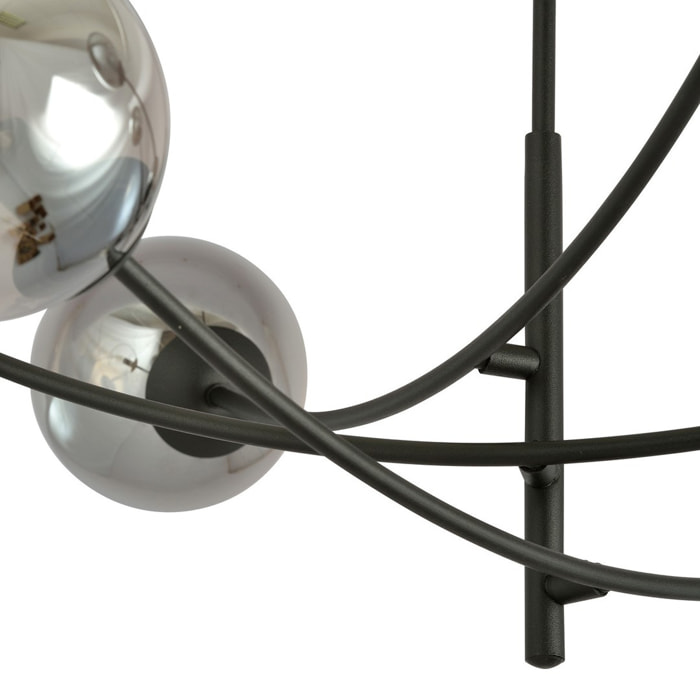 Lampada a sospensione Hunter in acciaio nero e vetro grafite