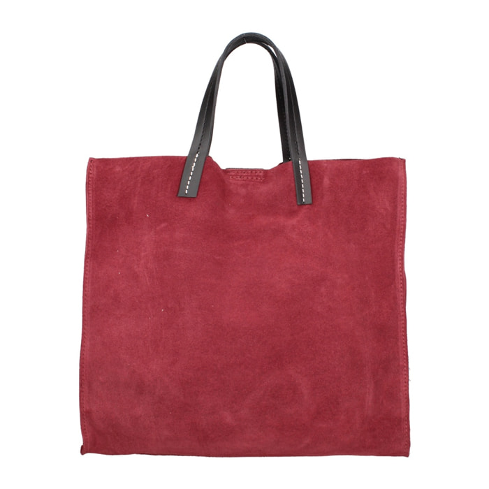 Borsa a mano da donna Made in Italy - Modello Novara Lux - Pelle Scamosciata - 34.5 x 32.0 x 17.0 cm