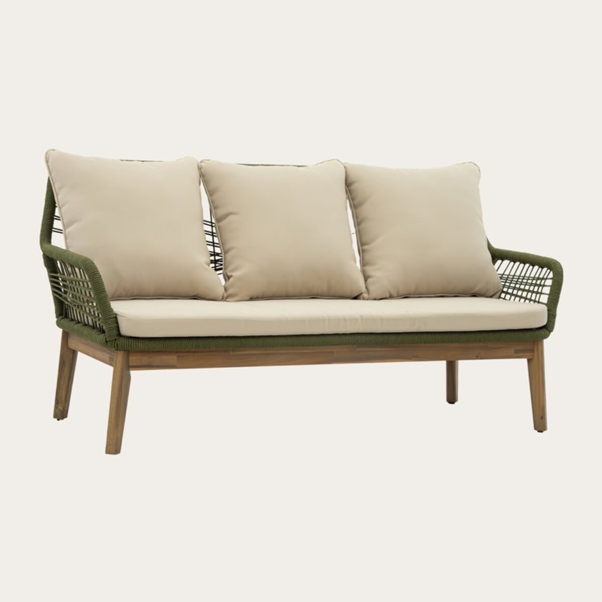 Canapé de jardin Kairo -bois massif dacacia, corde et revêtement-couleur naturel 152 x 80 x 72 cm