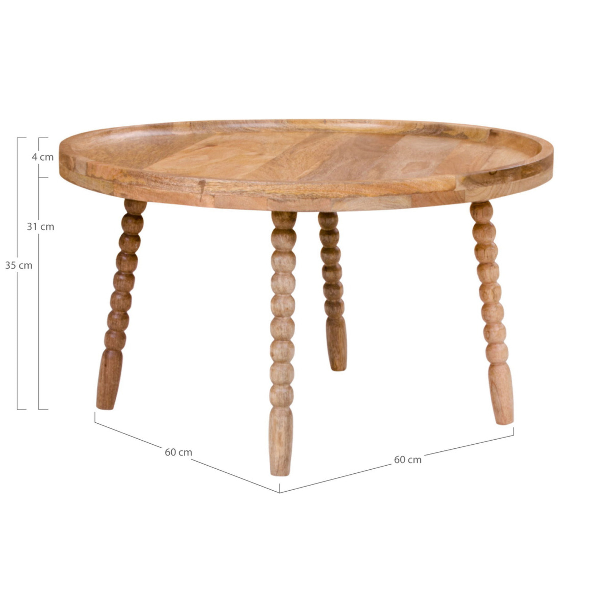 Tavolino da caffè Jammu in legno di mango naturale, ø60×35 cm